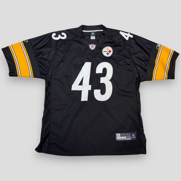 Pittsburgh Steelers Troy Polamalu #43 Reebok Jersey Mens Black Yellow Size 56 - Picture 1 of 8
